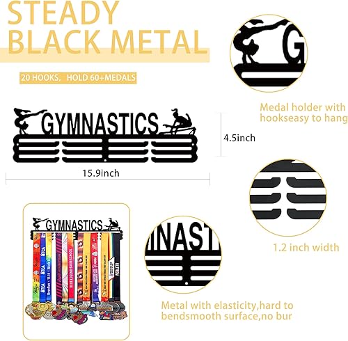 Vista 122 de Goutoports Estante de exhibición para colgar medallas, organizador personalizado de cinta de premios para corredores de carreras deportivas, placas