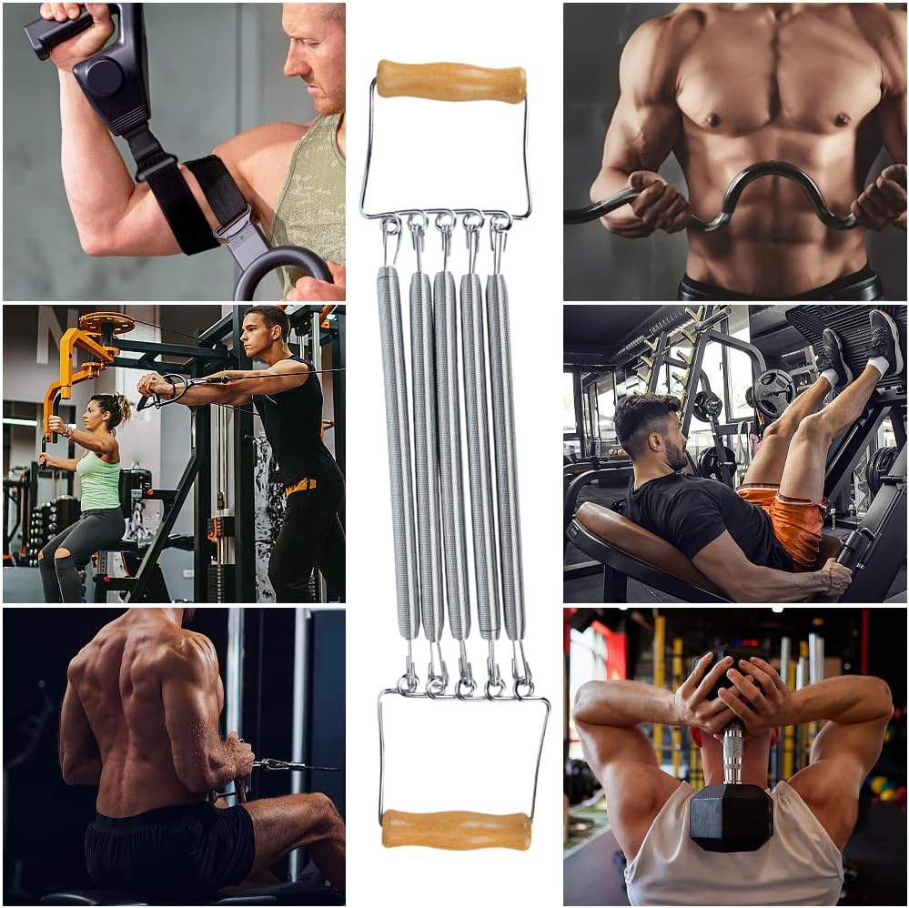 Chest Expander, 13-66lb Adjustable Bands Strength Trainer Arm Pull Bar Arm Muscle Exerciser with 5 Removable Spring for Home Fitness Muscle Training Body Building - Image 4