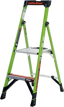 Little Giant Ladders 1303-952 Mighty Lite, 2 Tread, Fibreglass GRP, HiViz Green, Platform Step Ladder, EN131 Professional