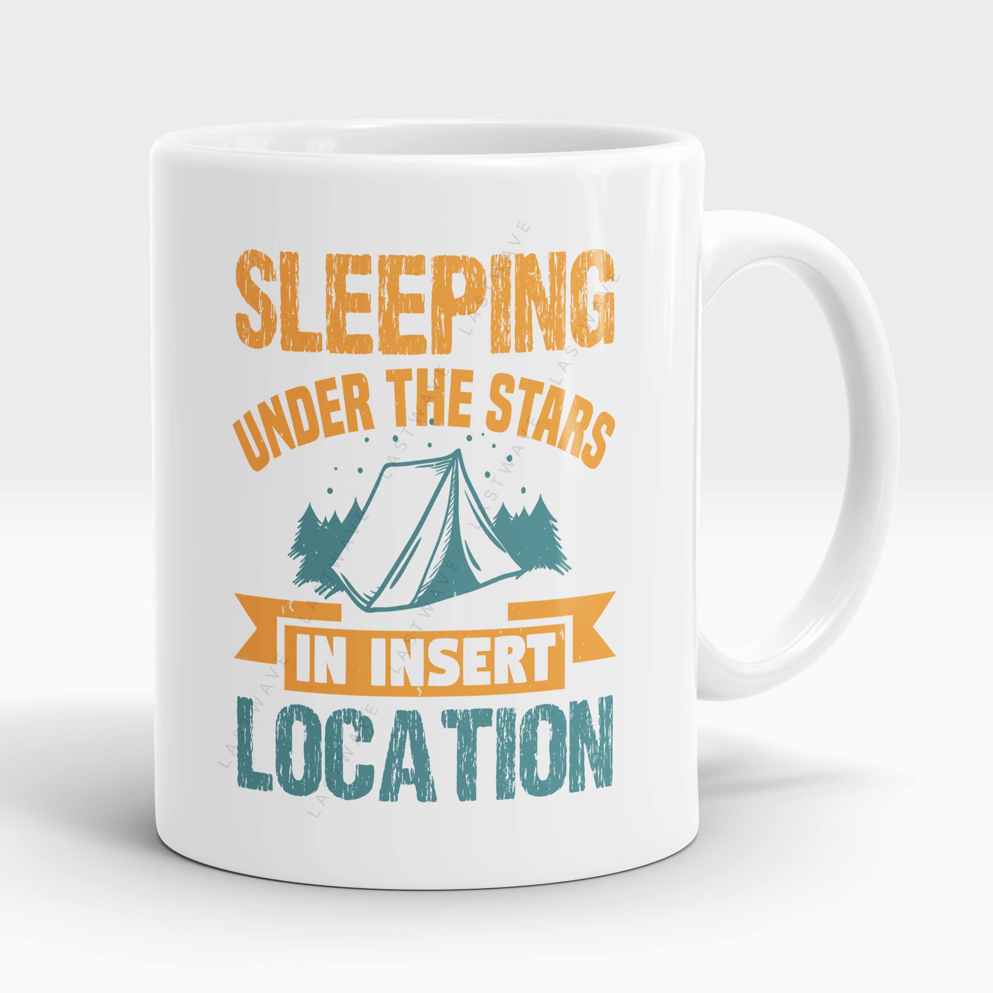 Camping Coffee Mug Collection, Sleeping under the stars in insert Location, Camping Design Graphic Printed 11 Oz Ceramic Coffee Mug | Gifts for Boyfriend, Girlfriend, Brother, Sister