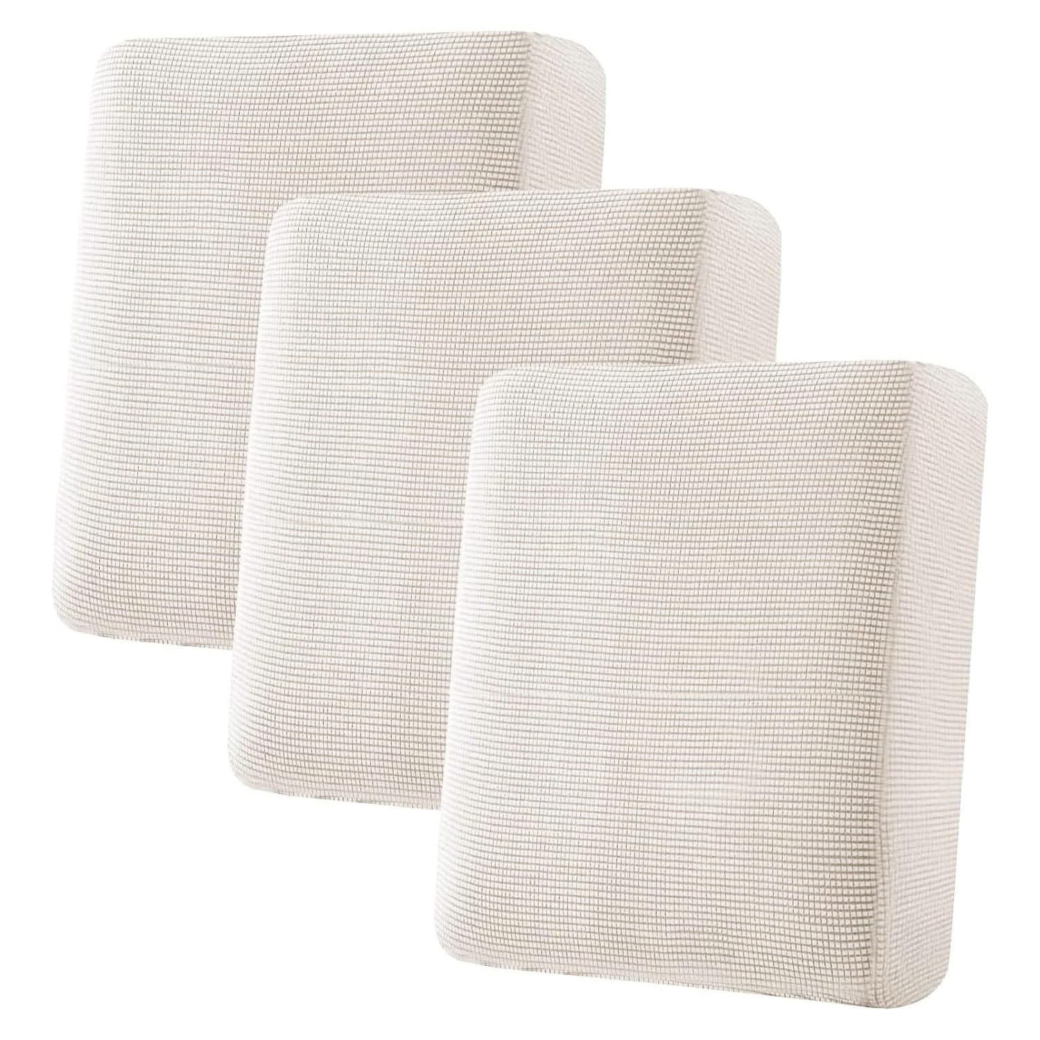 Photo 1 of H.VERSAILTEX Super Stretch Individual Seat Cushion Cover Sofa Covers Couch Cushion Covers Slipcover Sets Thick Jacquard Textured Twill Fabric (3 Piece Sofa Cushion Covers, Ivory)