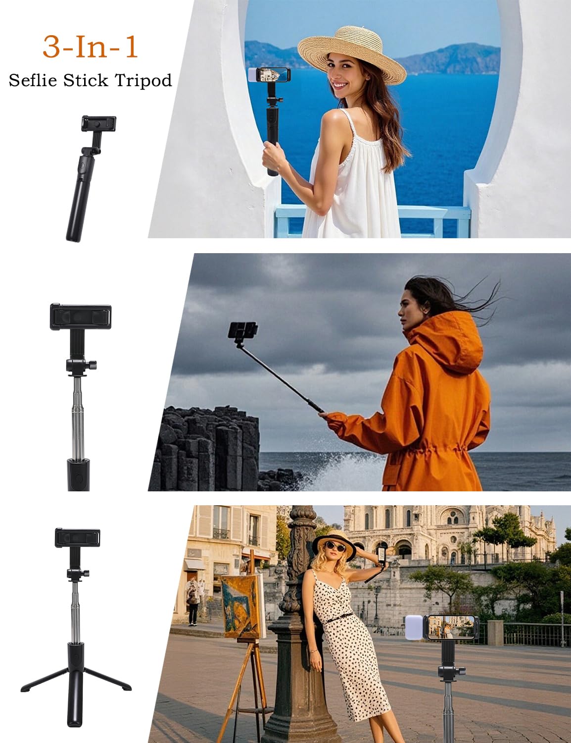 Trípode de palo selfie de 67 pulgadas, trípode portátil para teléfono con control remoto, trípode para iPhone