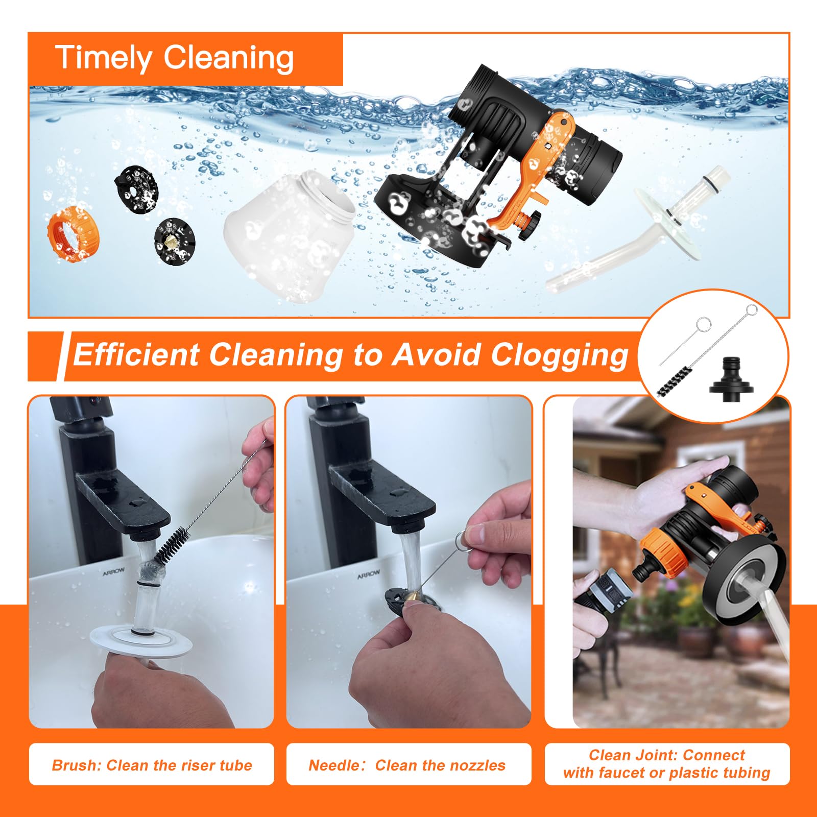 HVLP Pulvérisateur de Peinture Électrique 700 W avec Réservoir de 1200 ML, Eébit 1000 ML/Min, 4 Buses et 3 Modes de Pulvérisation, Eébit Réglable, Raccord de Nettoyage & Soufflage de Poussière