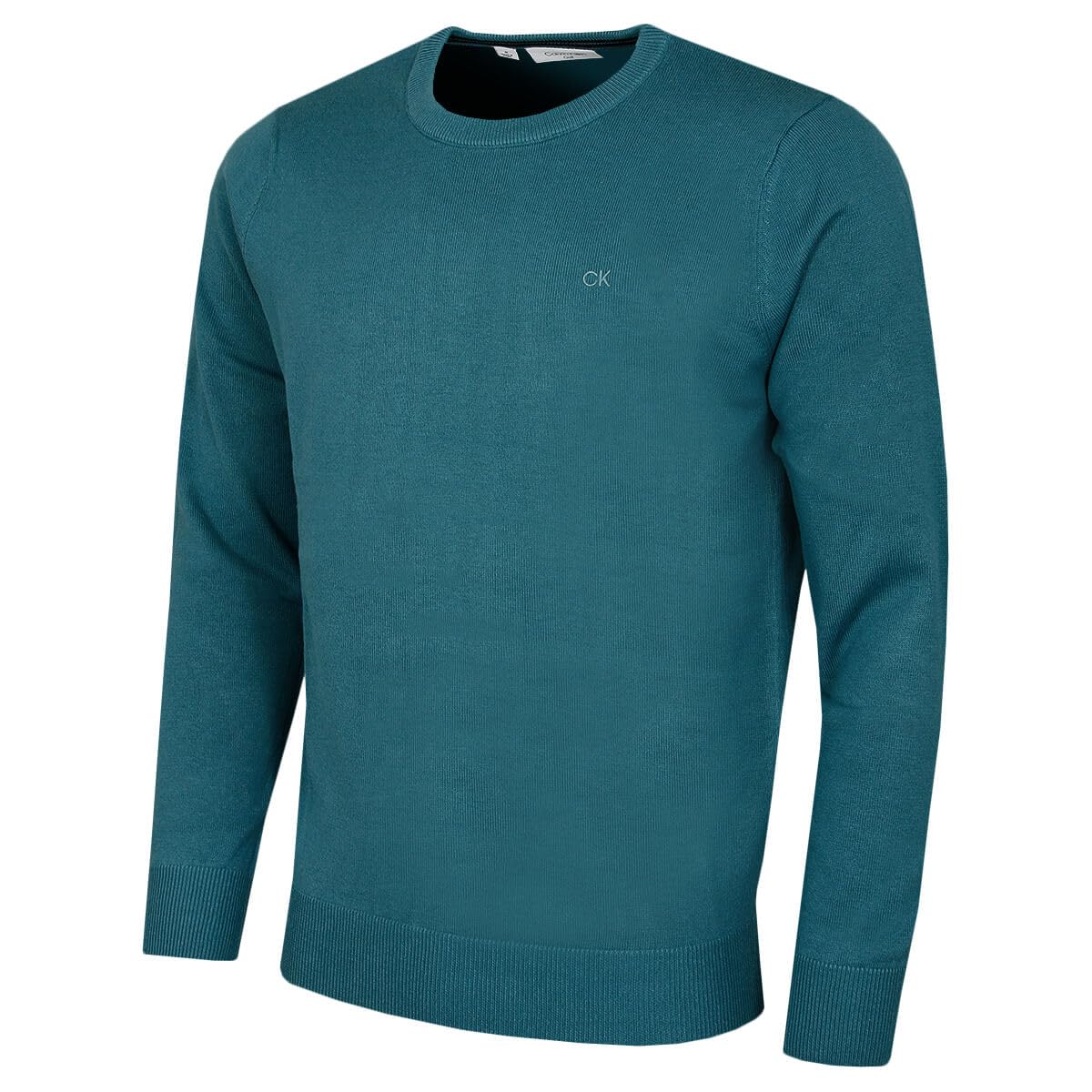Calvin Klein Mens Crew Neck Cotton Sweater - Teal - XXXXL