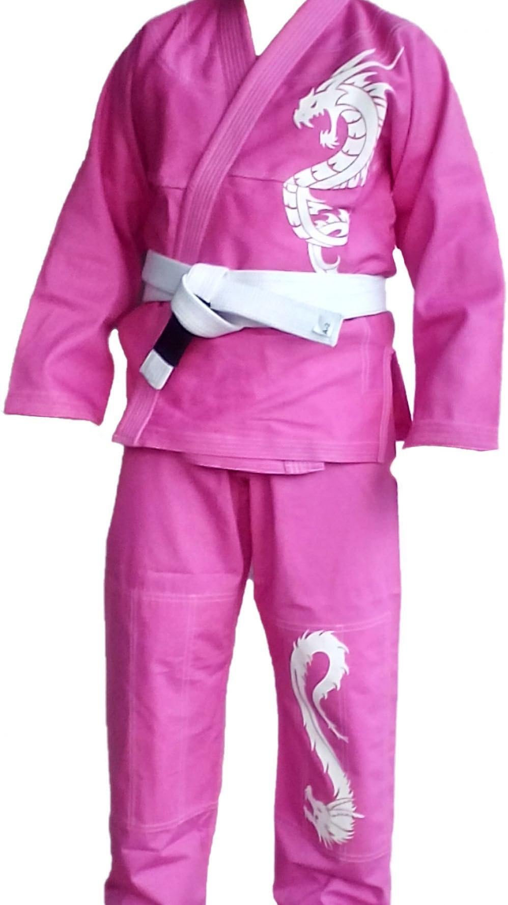 Celebrita Italy Kid's Brazilian Jiu Jitsu Dragon Style Kimono gi Uniform DRAGON-K Pink- White Sticker M00