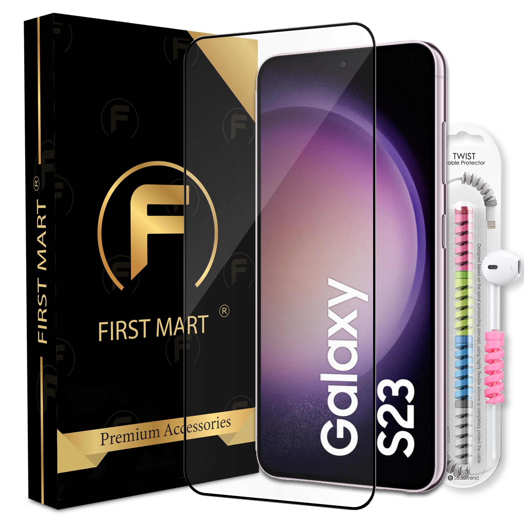 FIRST MART Premium Tempered Glass for Samsung Galaxy S23 5G / Samsung S22 5G with Edge to Edge Coverage and Cable Protector and Easy Installation Kit, Pack of 1 (B0CP5Z6FR1) Amazon Price History, Amazon Price Tracker