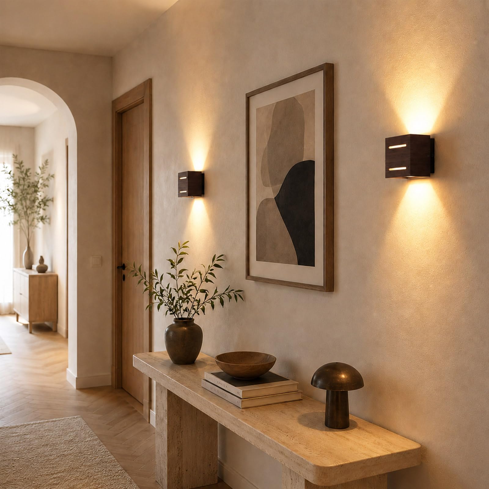 2pcs 9W Applique da Parete LED Legno G9 Interno Quercia Scura Luce Fessura