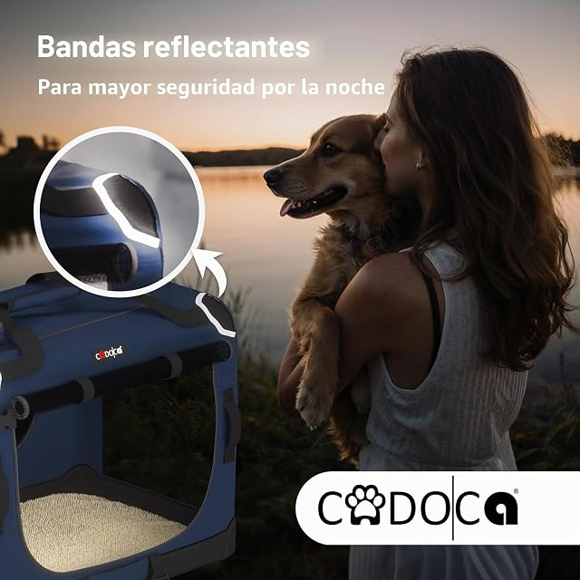 Foto 6 de 8 de CADOCA® Transportín Mascotas Plegable con Alfombrilla Suave y Tazón Talla XXXL 101x70x70cm Bolsa Viajes…