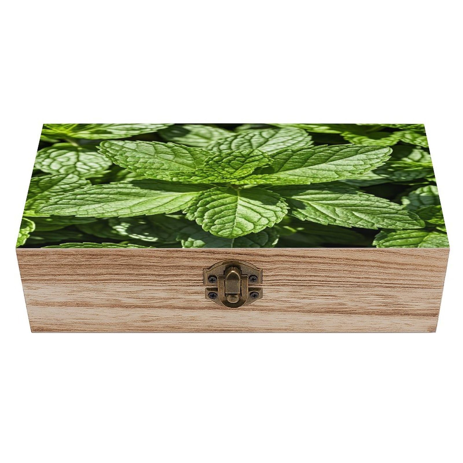 FekiLoot Peppermint Wooden Box with Hinged Lid Vintage Storage Box Beautifully Keepsake Boxes Jewellery Organiser & Trinket Holder Unique Gift Ideas for Men & Women