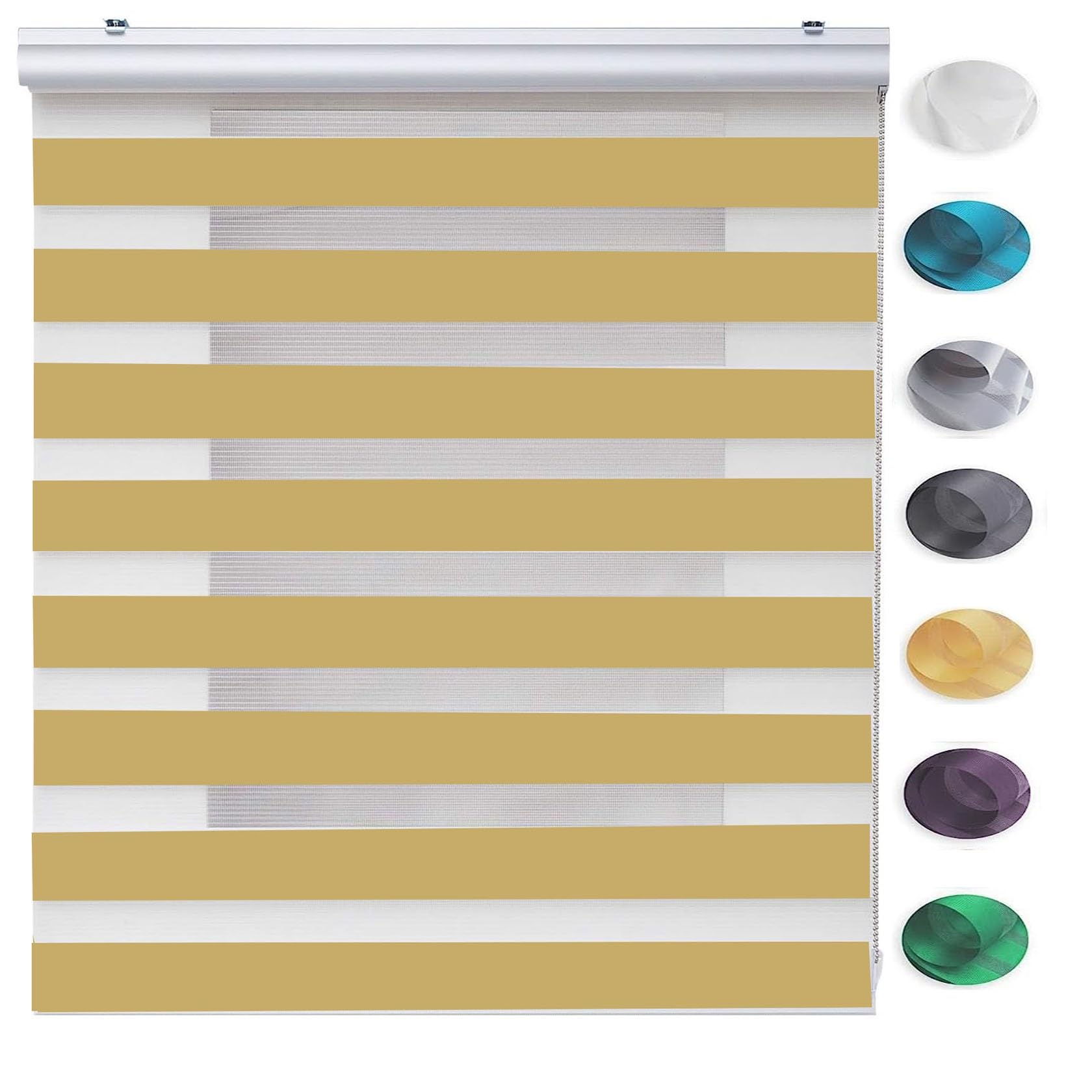 Persianas enrollables opacas de 75 x 220 cm, protección UV, aislamiento térmico, accesorios fáciles de instalar, ideal para dormitorio, cine en casa, sala de estar, color amarillo arena