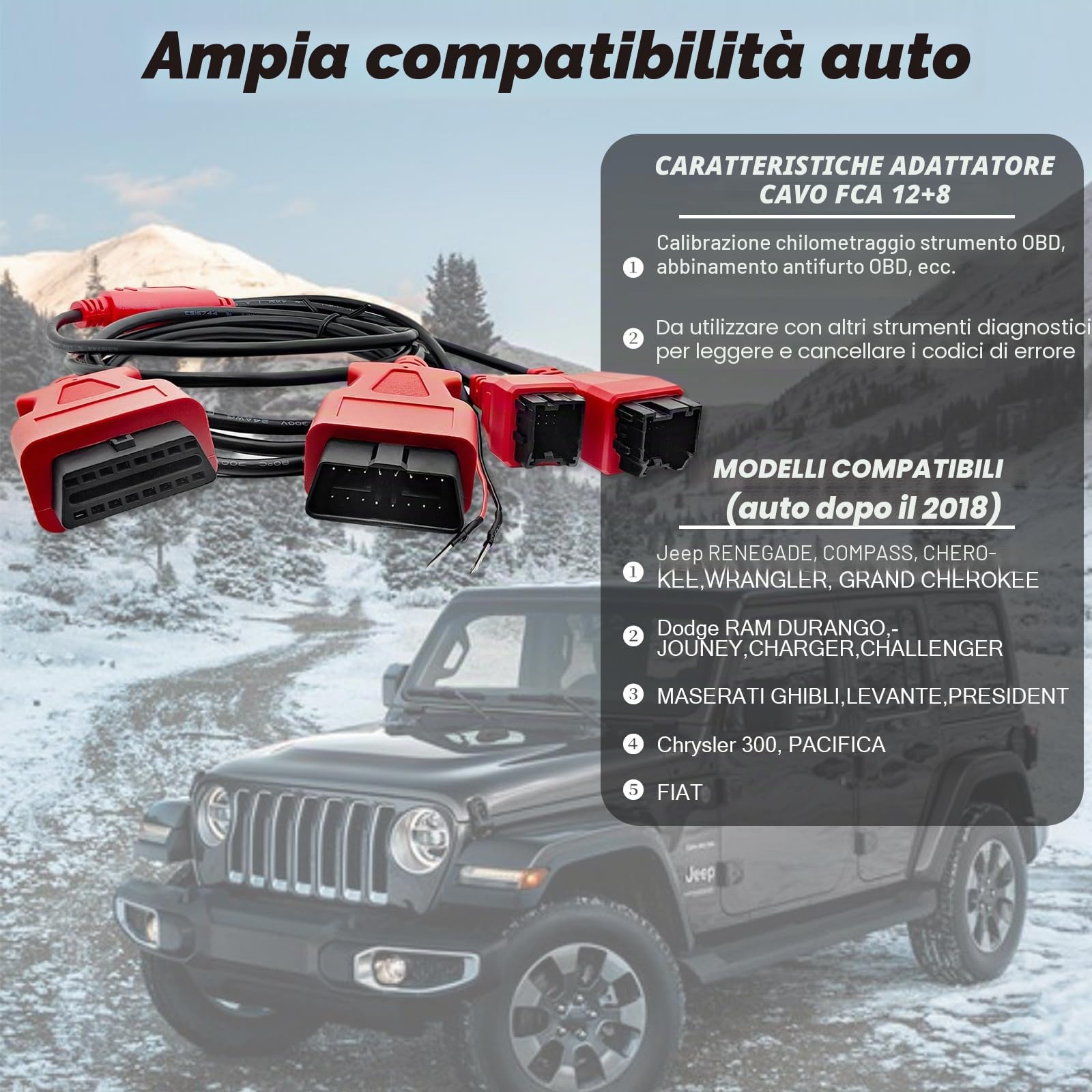Cavo bypass di sicurezza OBD2 SGW adattatore per FCA Chrysler 12 8 connettore per strumento diagnostico, codifica e programmazione