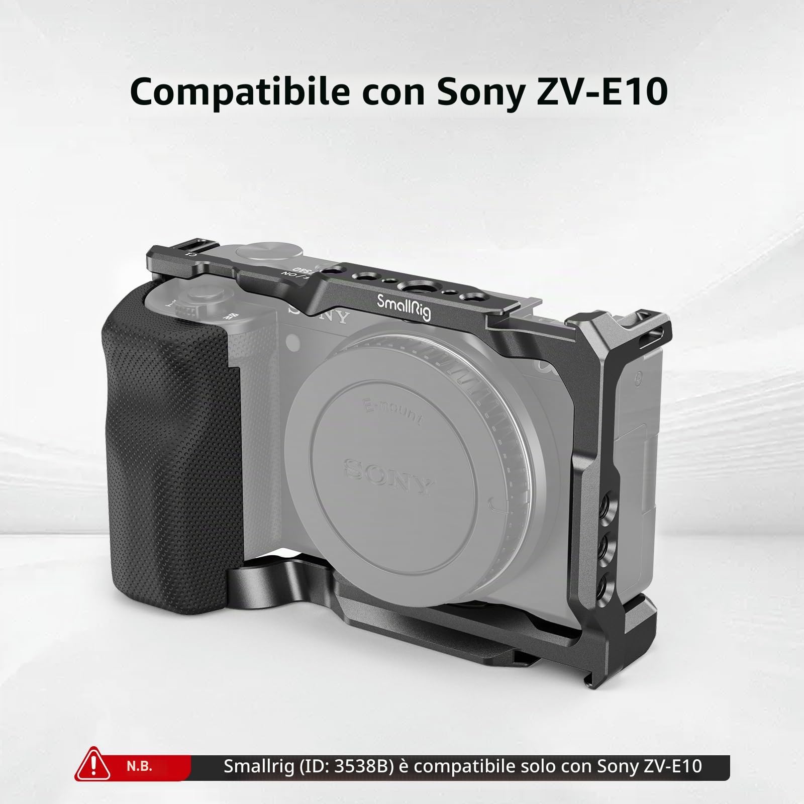 SMALLRIG ZV-E10 Cage con Impugnatura e Piastra a Sgancio Rapido Integrata per Arca-Swiss per Sony ZV-E10-3538B