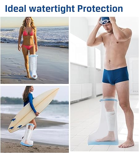 Miniatura 6 de Funda impermeable para piernas para adultos, reutilizable, impermeable, protector de ducha con almohadilla antideslizante en la parte inferior para