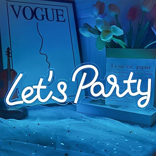 Letrero de neón de Let's Party, luces LED de neón para decoración de pared de dormitorio, luces decorativas artísticas para despedida de soltera,