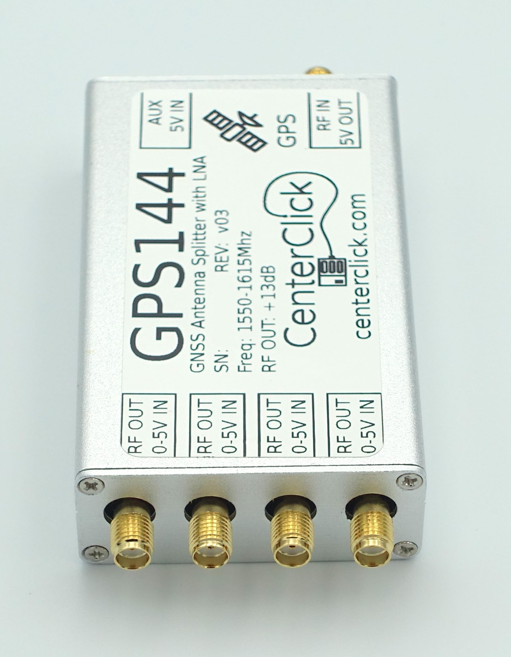CenterClick GPS14x GPS/GNSS 4-Way Splitter for Powered Antennas (GPS144)