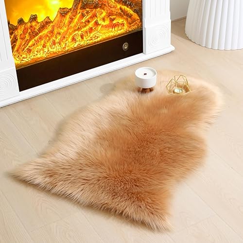 Alfombra de piel sintética de oveja súper suave y esponjosa, para dormitorio, dormitorio, sofá, sala de estar, pasillo, mesita de noche, alfombra
