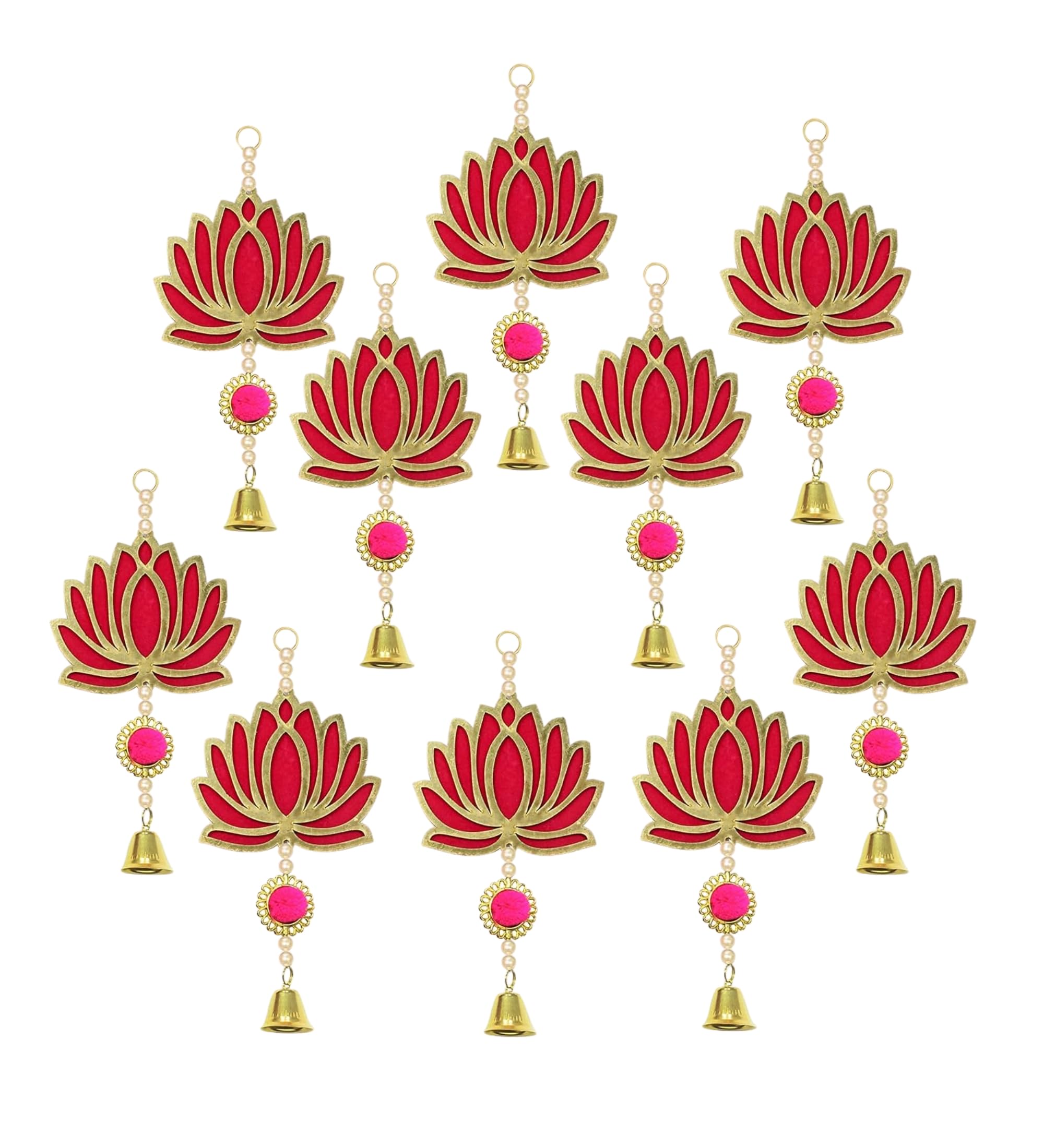RR Crafts Flower Hanging for Home Decor, Office Decor,Traditional Handmade Lotus toran, Raani Lotus (Export Quality) for Fancy Garland Door Hanging Set of 10
