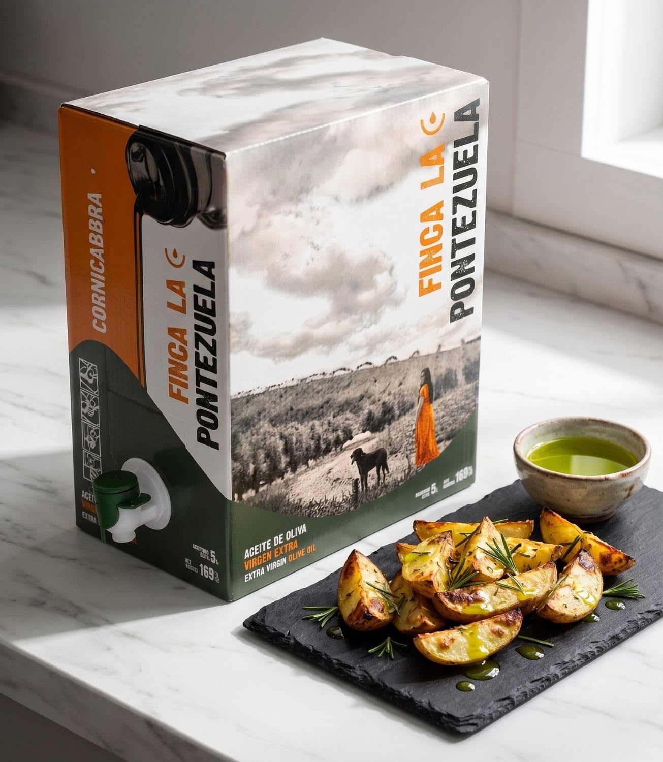 Finca La Pontezuela Bag in Box Aceite de Oliva Virgen Extra 5 Litros Cornicabra - Aceite Intenso de Nueva Campaña - AOVE Español 100% Ideal para Uso Diario - DOP Montes de Toledo (Paquete de 1)