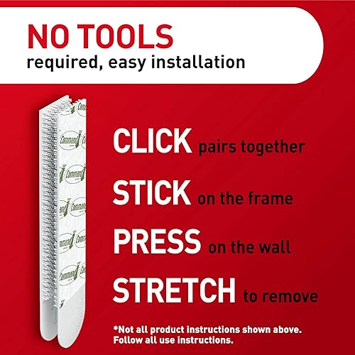 Miniatura 7 de Command Tiras pesadas XL de 20 libras para colgar cuadros, 8 pares (16 tiras Command Strips), colgadores de fotos colgantes sin daños, resistente,