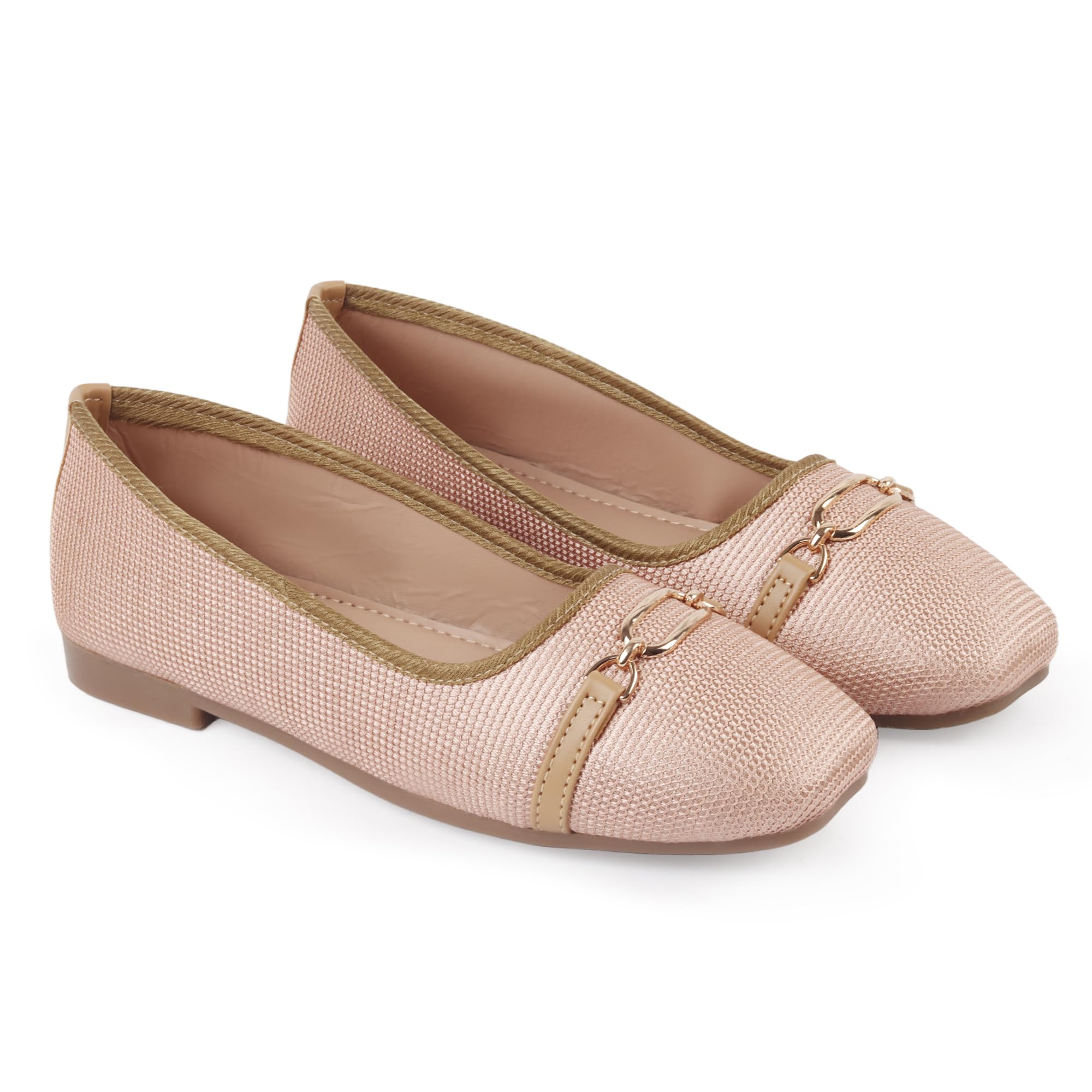 Women's Elegant Ballet Flats Shoes, Comfortable Slip-On Casual Bellies for Women, Lightweight Knit Loafers with Metal Chain Detail, Soft Cushion Insole, Office Wear, Party & Daily Walking Footwear-image-32