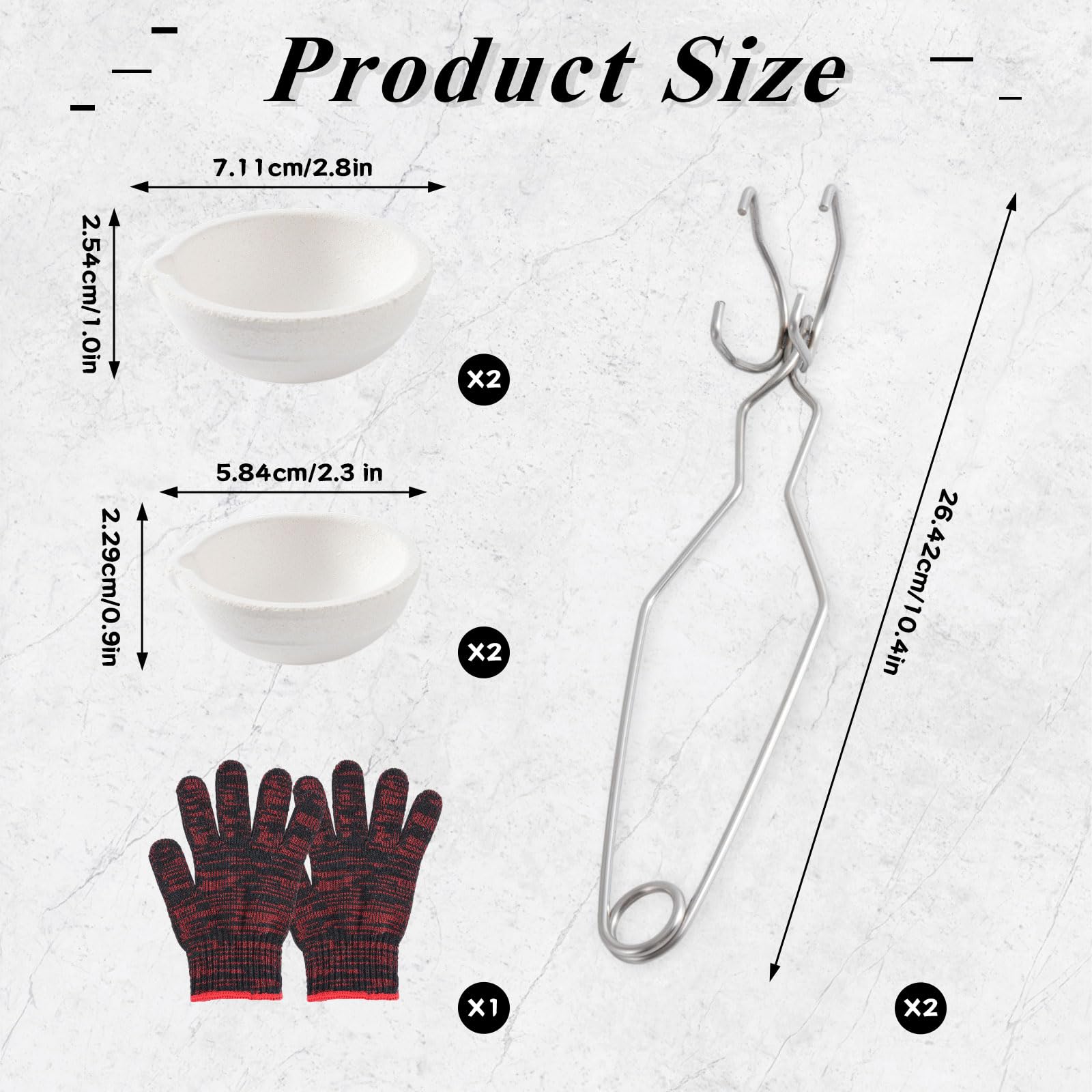 9 crisoles para derretir metal con guantes de trabajo, 4 crisoles de cerámica y 2 grandes de cerámica, kit de fundición de metal con 2 pinzas para crisol