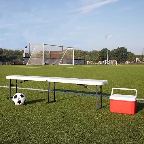Miniatura 7 de Muebles de banco plegables de 6 pies, marco de plástico y acero, fácil de abrir y plegar, no requiere montaje, perfecto para uso en interiores o