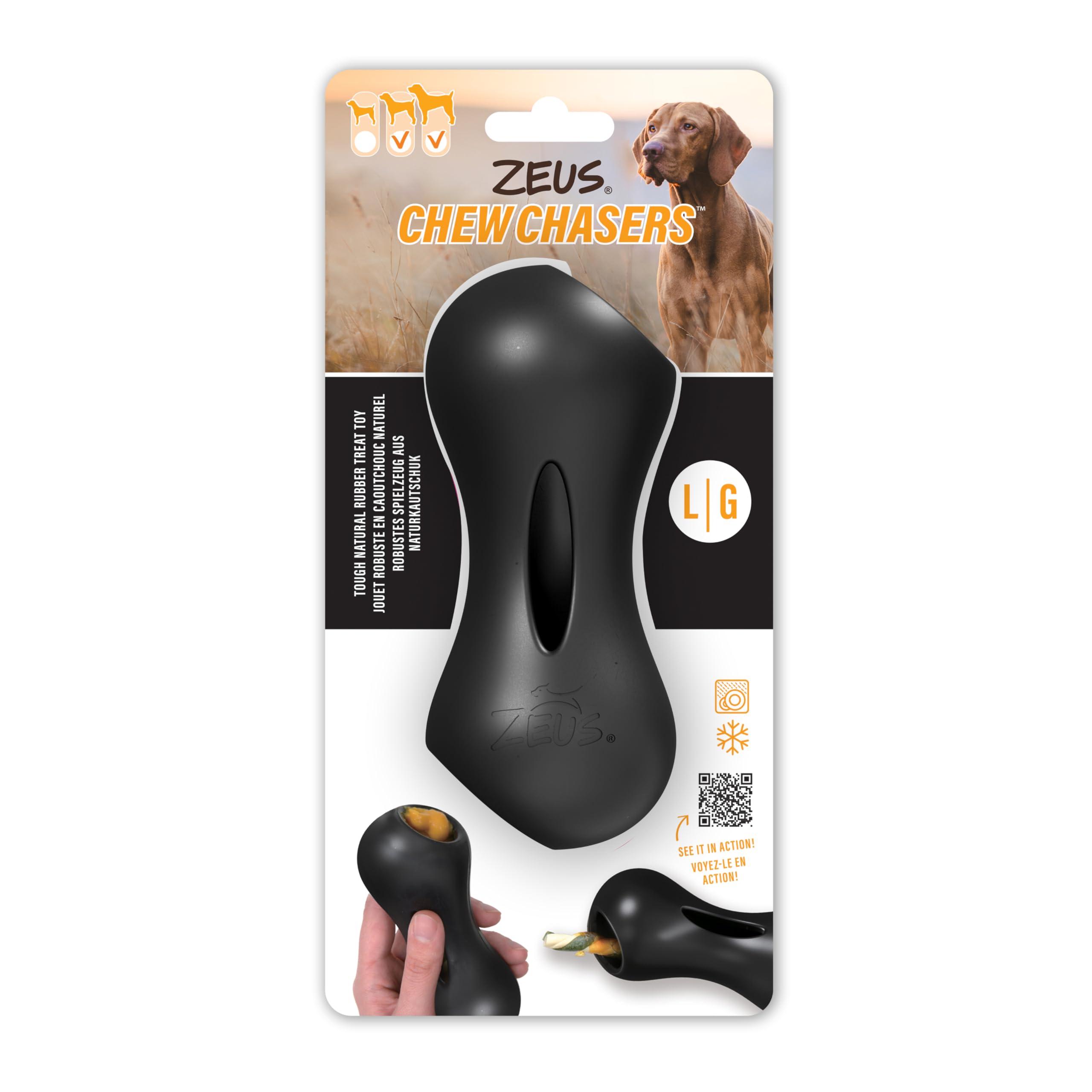 Zeus Chew Chasers Treat Peanut Black 14cm, Large