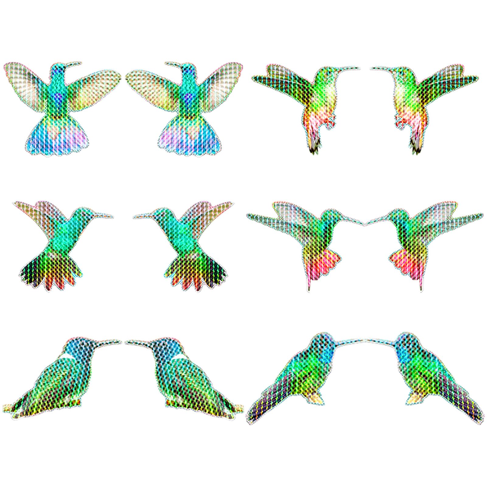 PLIGREAT 8 Fogli adesivi per finestre con colibrì, decalcomanie statiche colorate per finestre, vetrofanie rimovibili per decorazioni di finestre scorrevoli del soggiorno