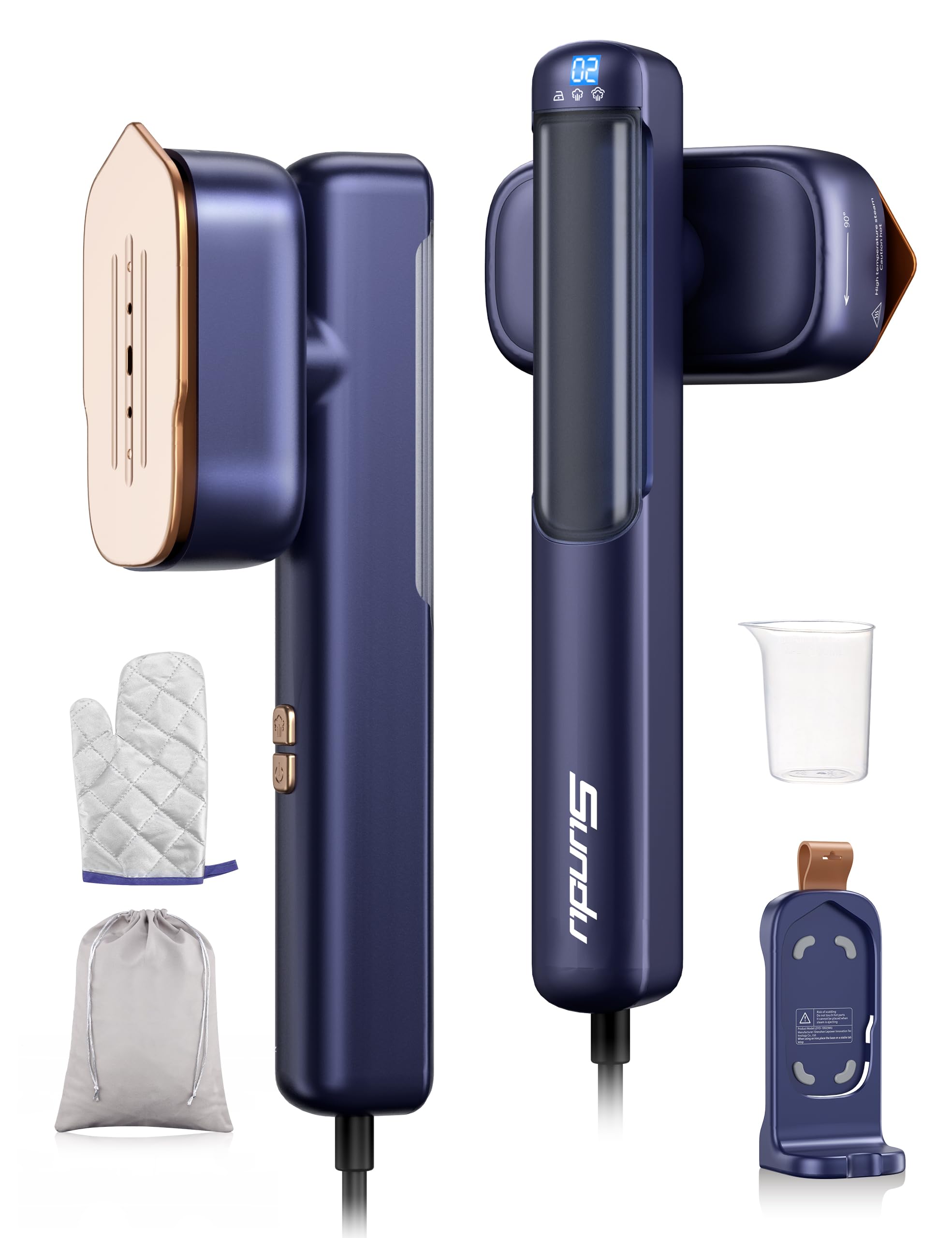 Sundu Dampfglätter, Steamer Dampfglätter 2 in 1,15s Schnelles Aufheizen Steamer, Reisebügeleisen mit Weltweiter Spannung(110-240V), 2 Trockenbügel Temperaturen, 4 Dampfmodi, Bügeleisen mit LED-Anzeige