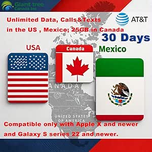 Giant tree Canada North America Travel SIM Card AT&T Prepaid 15GB (30 ...