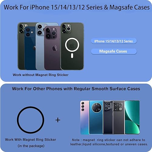 Miniatura 4 de AUROX Compatible con base MagSafe para iPhone 14, 13, 12, placa base magnética (solo base) diseñada para agarre de enchufe pop y soporte de anillo