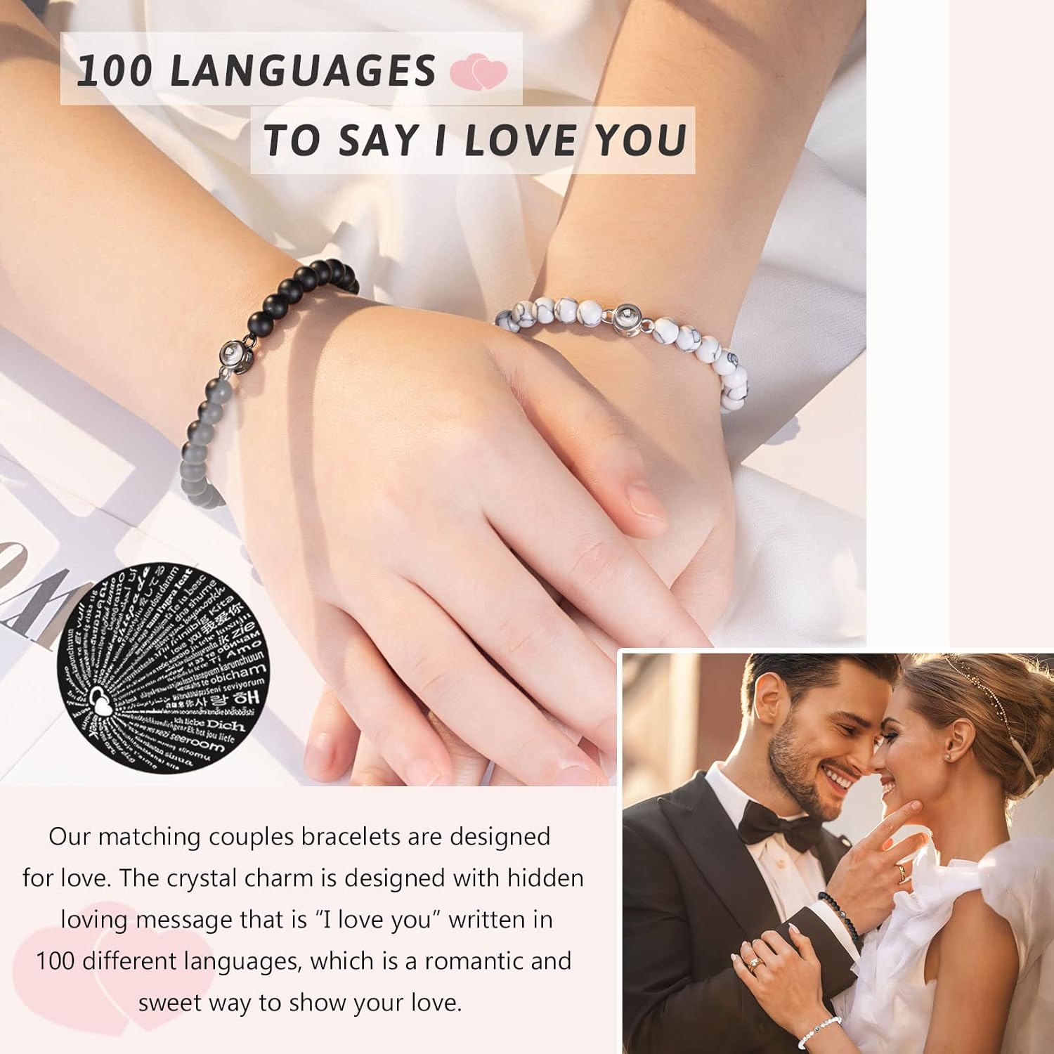 Miniatura 2 de UNGENT THEM I Love You - Pulseras de 100 idiomas, regalos para parejas para mis hombres, novio, novia, marido, mi amor, alma gemela, prometida,