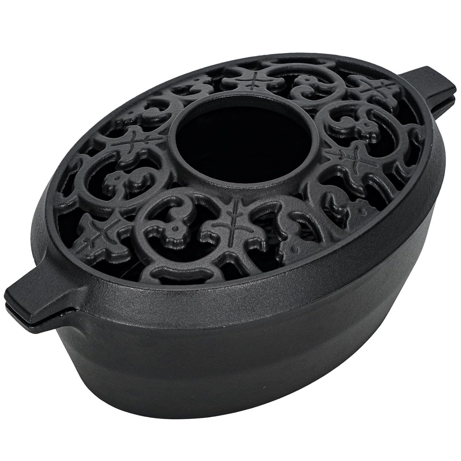 Wood Stove Steamer Humidifier 2 5 Quart Cast Iron Pot with Porcelain Enamel Coating Lattice Top Rust Resistant