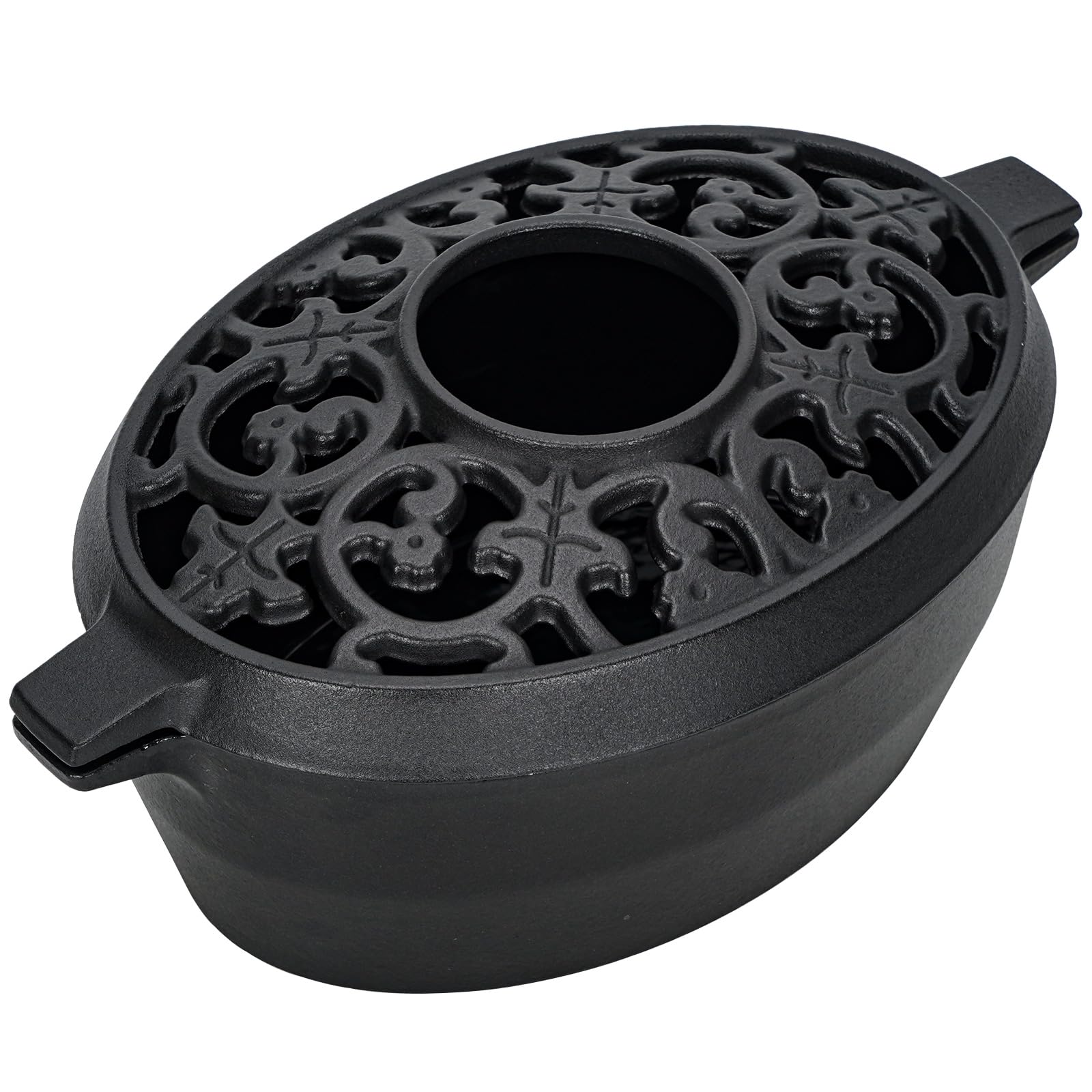 Wood Stove Steamer Humidifier 2 5 Quart Cast Iron Pot with Porcelain Enamel Coating Lattice Top Rust Resistant