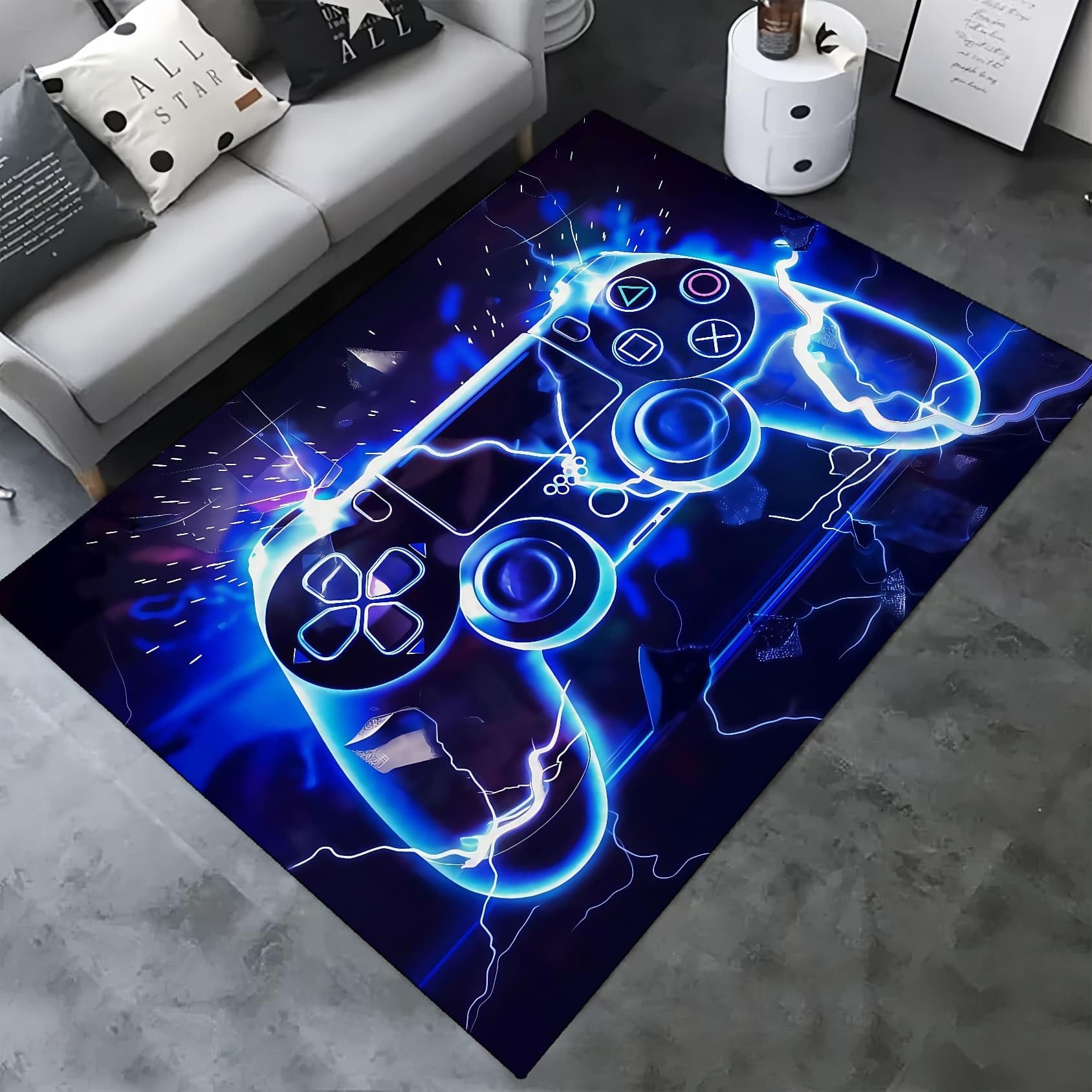 Alfombra Gamer Cool Tapete Quarto Criança Alfombra Gaming Video Games 3D Grafiti Alfombra para Niños Antideslizante Neón Alfombra para sala de Juegos Alfombra Habitacion Juvenil, 80x160 cm, Color 4