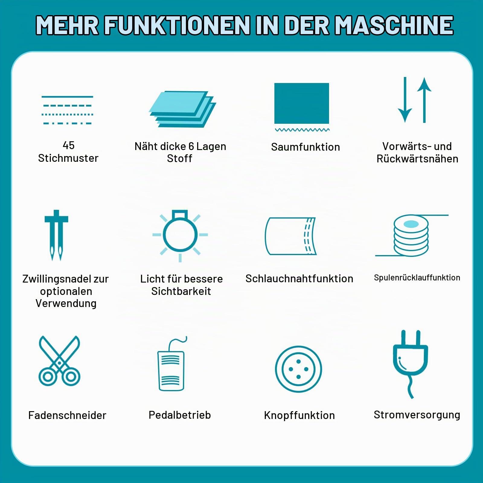 Mini-Nähmaschine mit 45 Stichen, Nähkit für Haushalt & Einsteiger