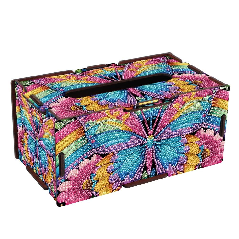 Rangement mouchoirs broderie diamant papillon pour sublimer vos boîtes carton