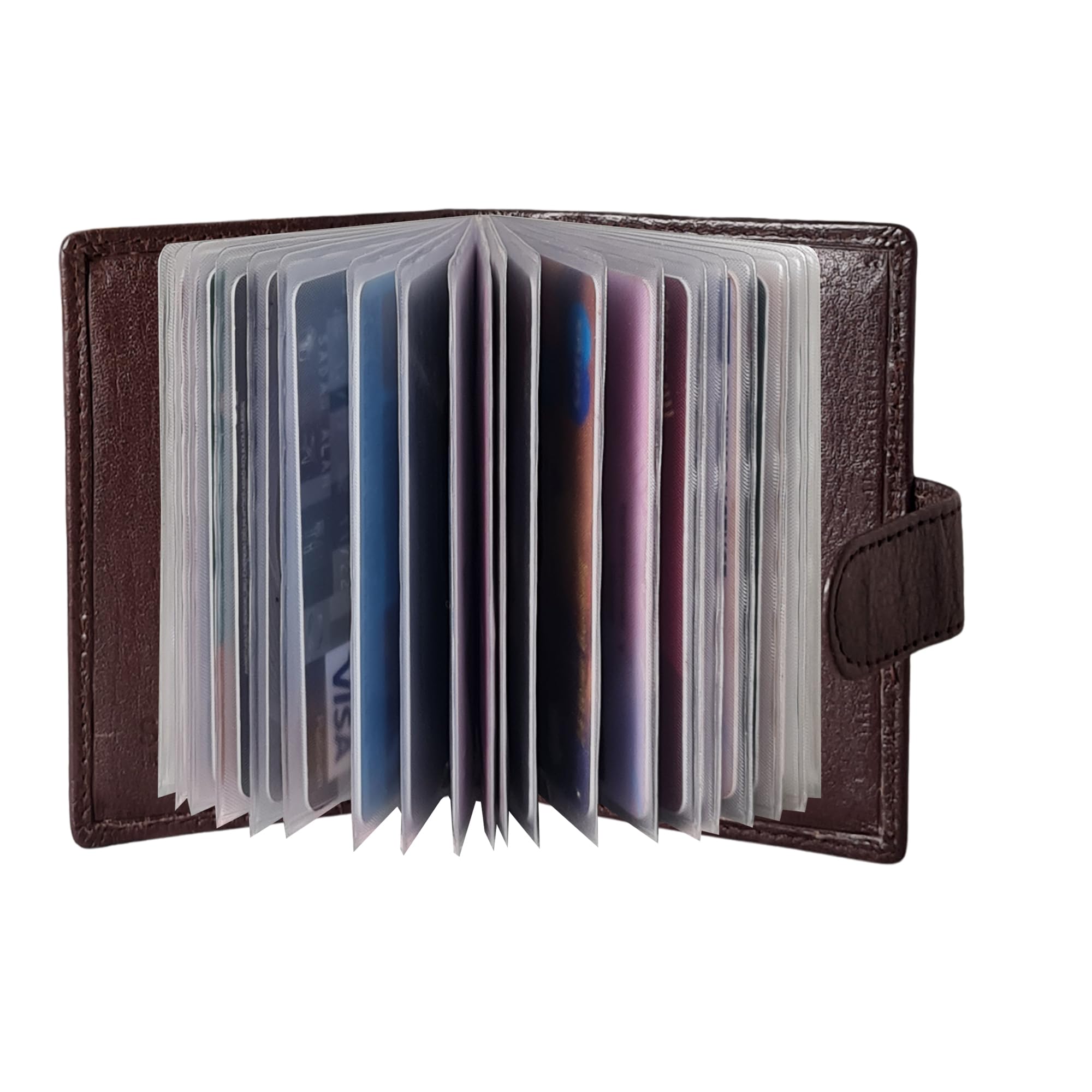 Minimalist Slim Cardholder for Men Women, Small RFID Blocking Credit Card Holder, 24 Card Slots Wallet, Removable Plastic Case, Double Button Closure