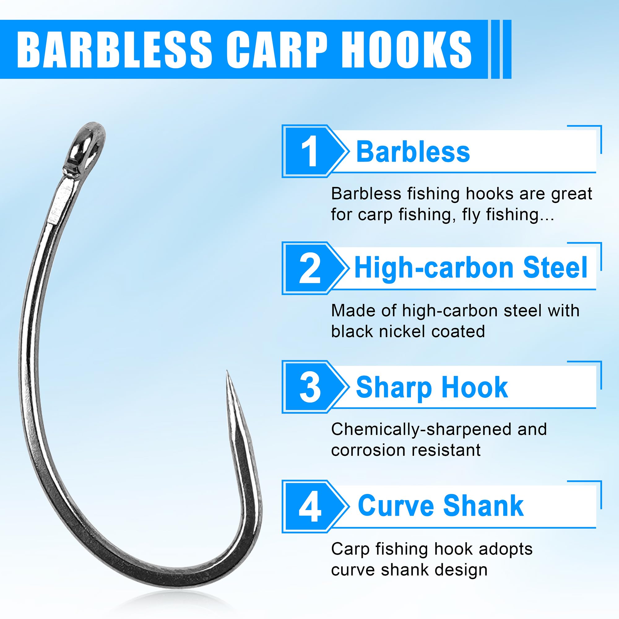 barbless circle fishing hooks 175pcs Hook Kits,Small Size Carp Fishing Curve Shank Crank and Wide Gape Fly Tying Hooks Hook with Tackle Box Size 2#,4#,6#,8#,10# : Sports & Outdoors Having an offset this black nickel hook is unique among circle hooks on the market today being highly effective for Catfish and other fresh and salt water applications that include sturgeon Fishing Around Protected Species
