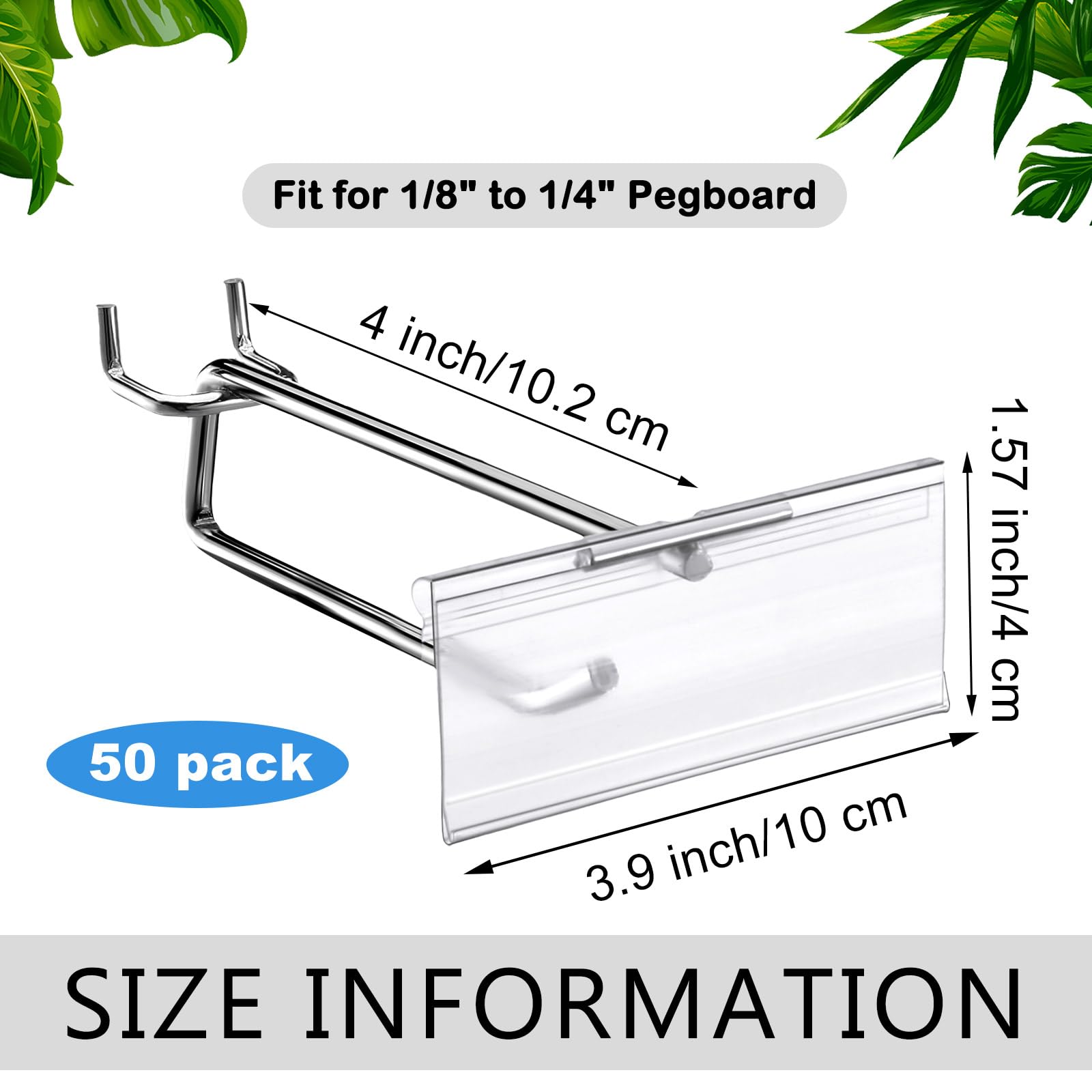 Thyle 50 Pcs Metal Scan Hook with Label Holder for 1/8