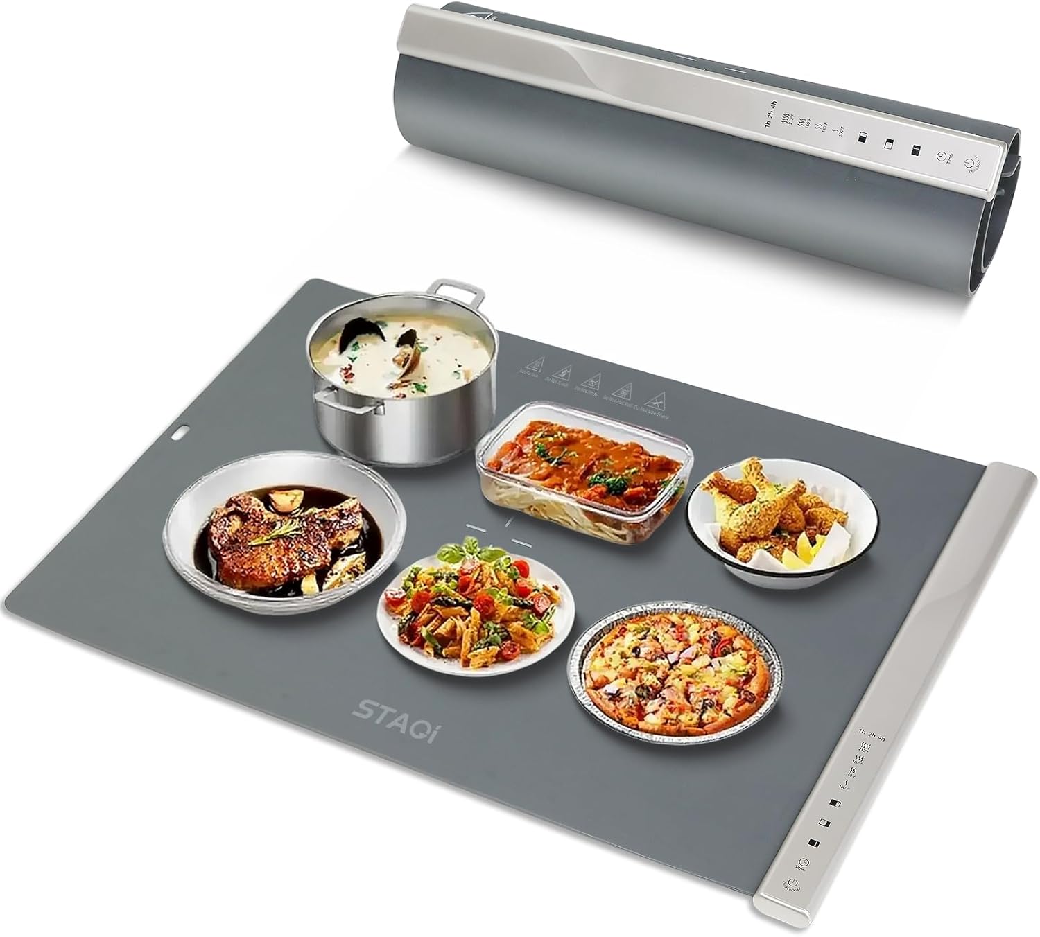 STAGI Food Warming Mat for Buffets & Parties, 7-Temp Electric Warming Tray, Large Silicone Heating Pad with Timer & Child Lock, Portable Hot Plate for Countertop, Chafing Dish Alternative