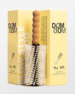Dom Dom The Big Papi Long Barrel Boar/Nylon Brush | Extra-long barrel for longer hair, boar & nylon blend, birch wood & cork handle, smooths, adds shine & volume