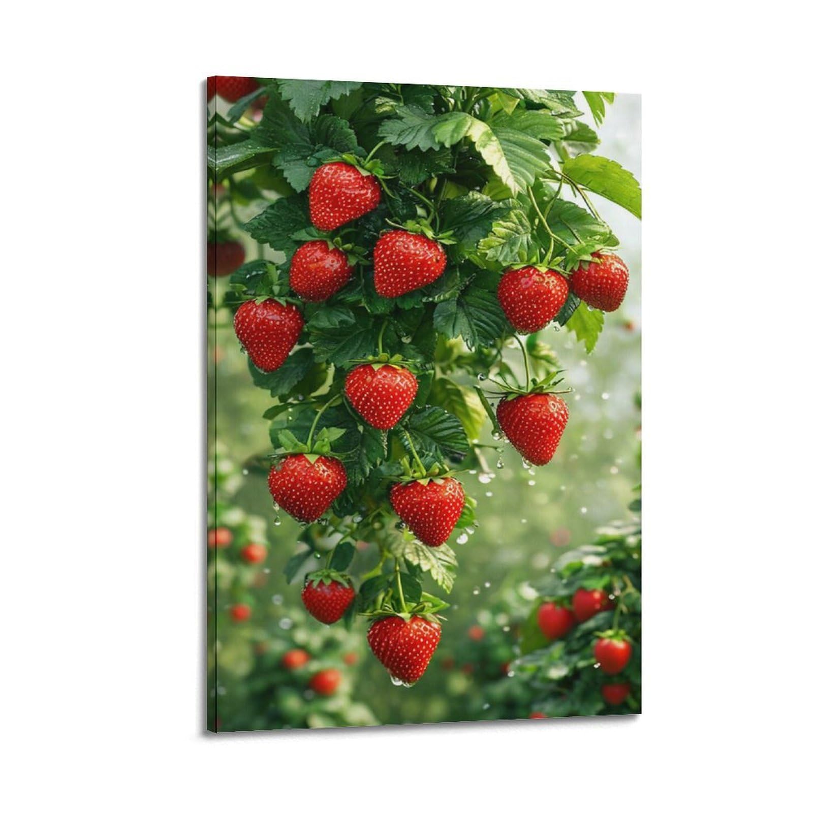 Poster mural à suspendre fraises rouges déco moderne 40x60cm