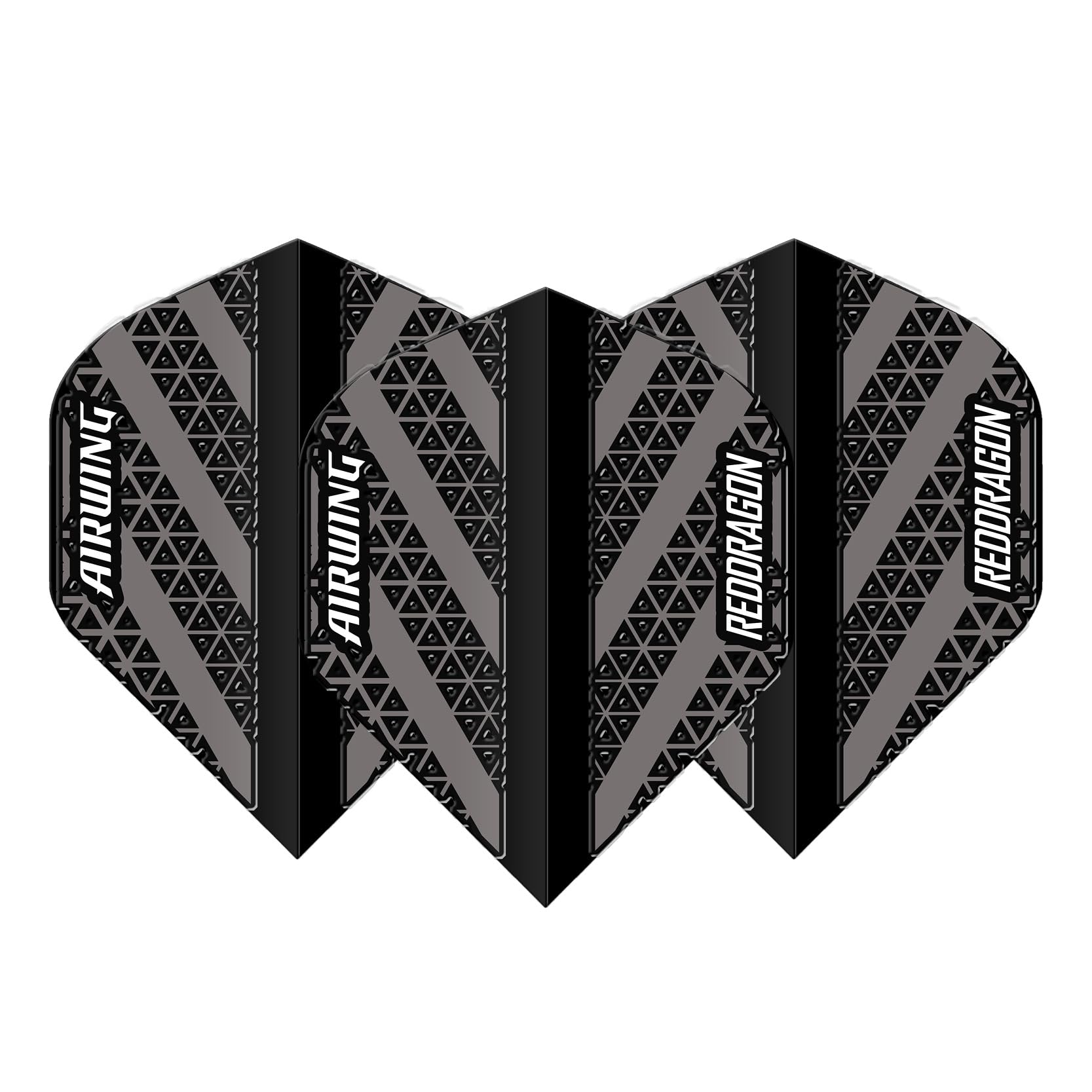 RED DRAGON Airwing Unique Moulded Black & Grey Standard Dart Flights 1 Set Per Pack (3 Dart Flights in total) - Image 2