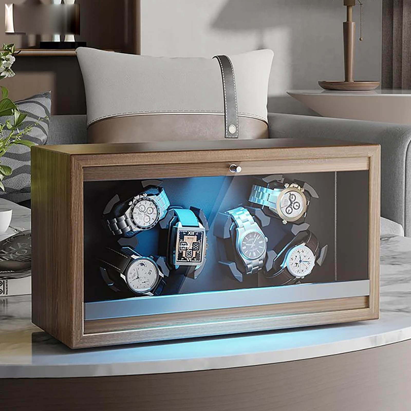 Boîte de rangement pour montre en grain de noyer noir ébénisterie de luxe