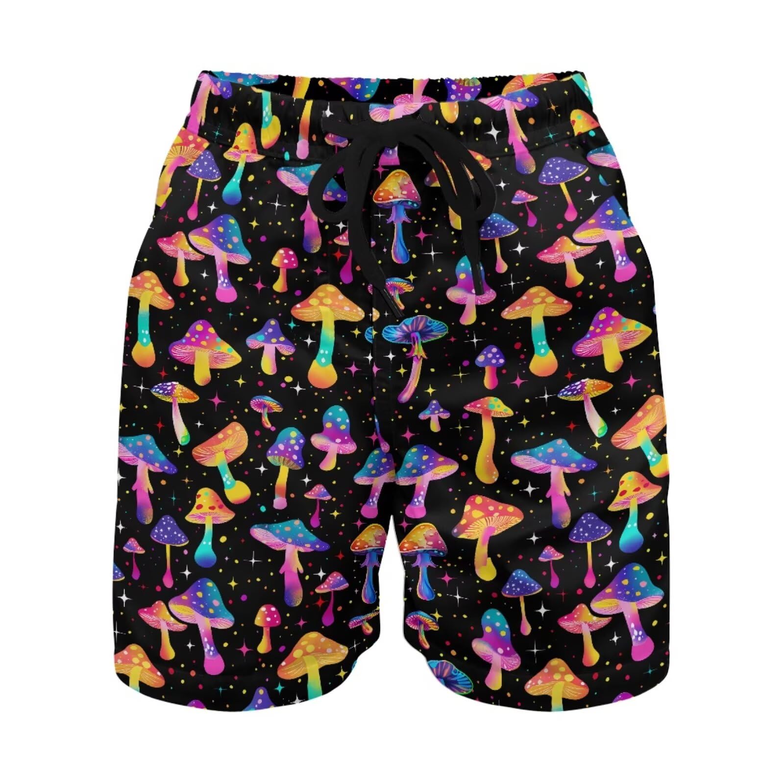 TOADDITDO Mushroom Drawstring Swim Trunks for Kids Drawstring Swimsuit Shorts with 2 Pockets Breathable Bathing Suit Shorts Beach Wear