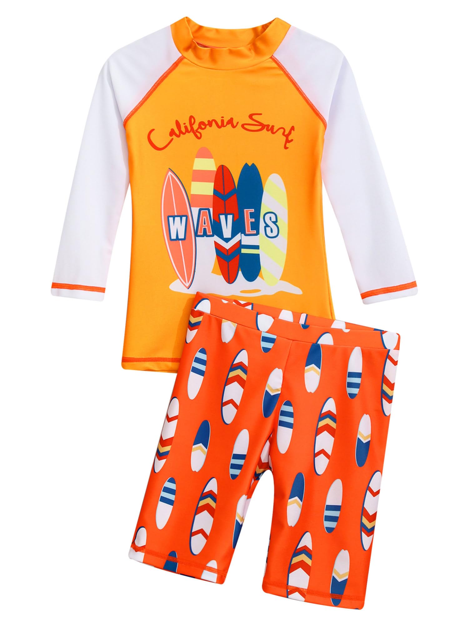 IEFIEL Traje de Baño Natación para Niños de Dos Piezas Camiseta de Manga Larga de Protección Solar UPF 50 y Pantalones Cortos de Secado Rápido 1-10 Años