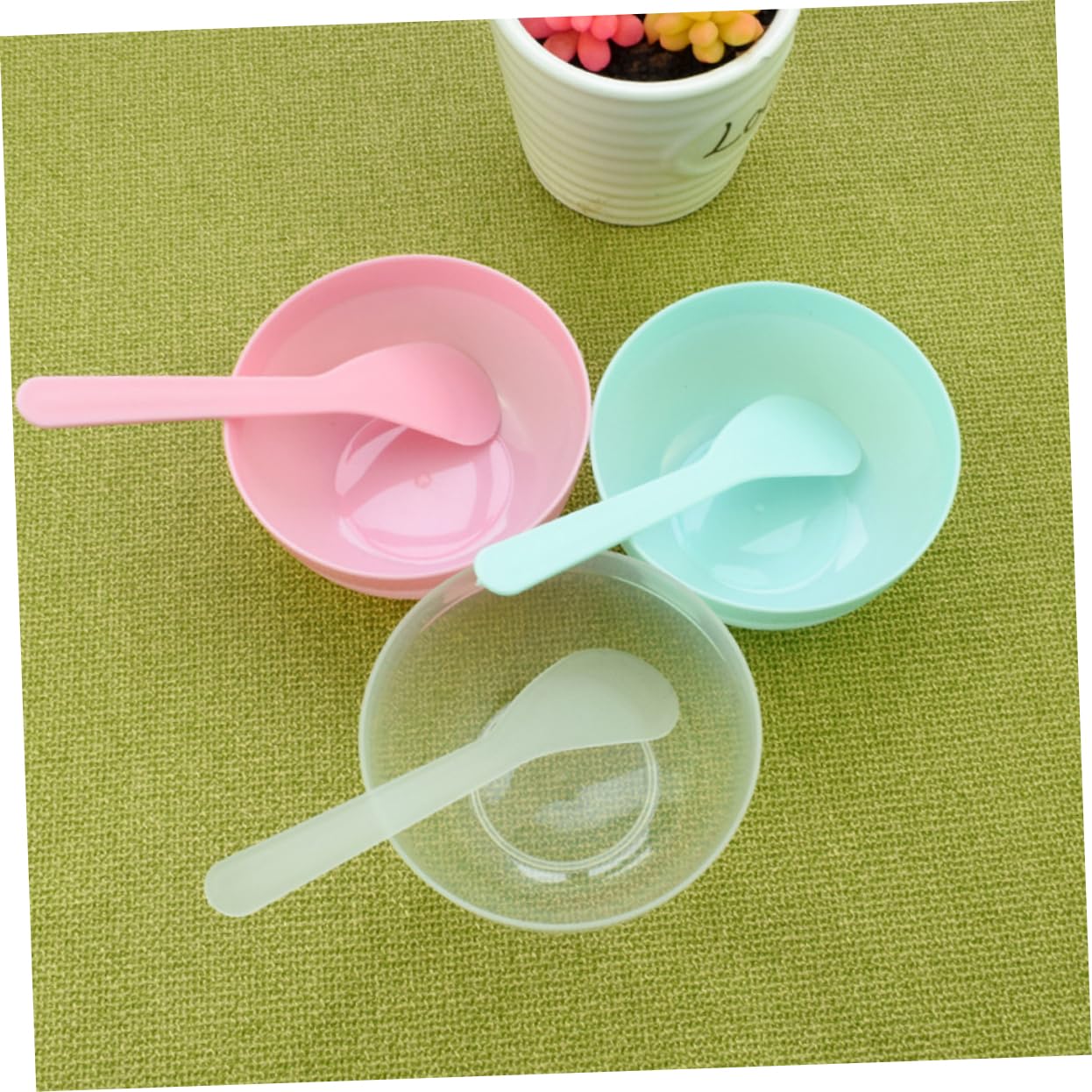 緑色プラスチックボウル スプーン付き Amazon.co.jp: OHPHCALL 10個プラスチック製クリスタル泥混ぜボウル