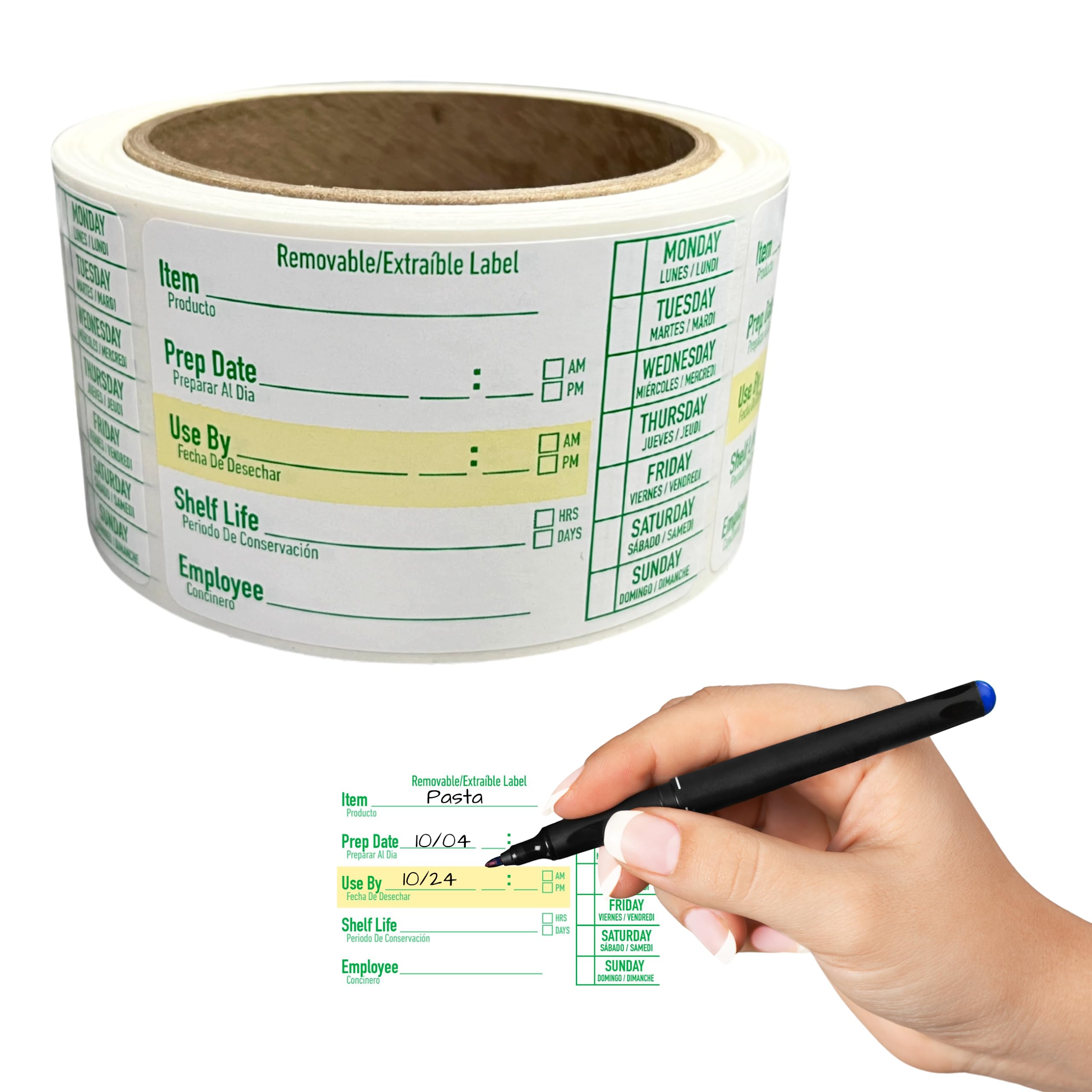 Etiquetas adhesivas extraíbles de 2 x 3 pulgadas para congelador, 250 etiquetas adhesivas impermeables para tarros, etiquetas extraíbles para contenedores de almacenamiento, fáciles de despegar (250