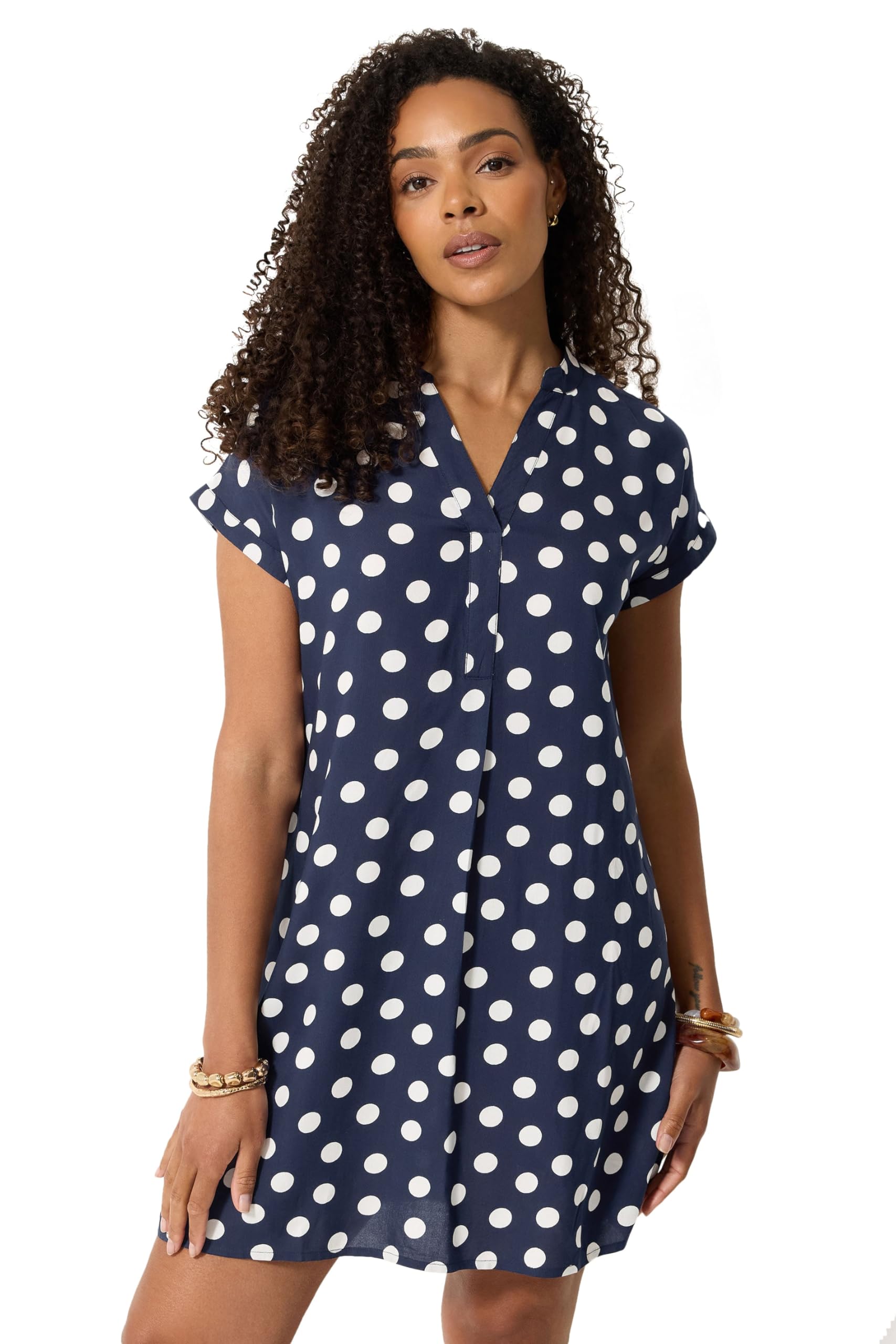 M&Co Women's Mid Navy Printed Beach Dress In Size 10